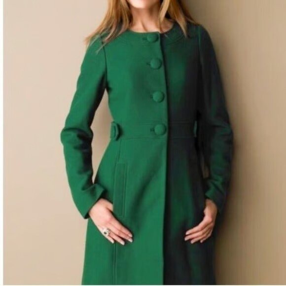 Banana Republic Woold Blend Collarless Coat Emerald Green XS #BAG11 - Picture 1 of 8